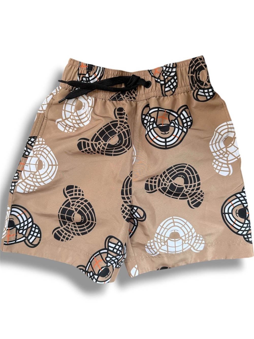 Burberry Tan Swim Shorts with Black & White Bear Print. Age 4. Brand New.